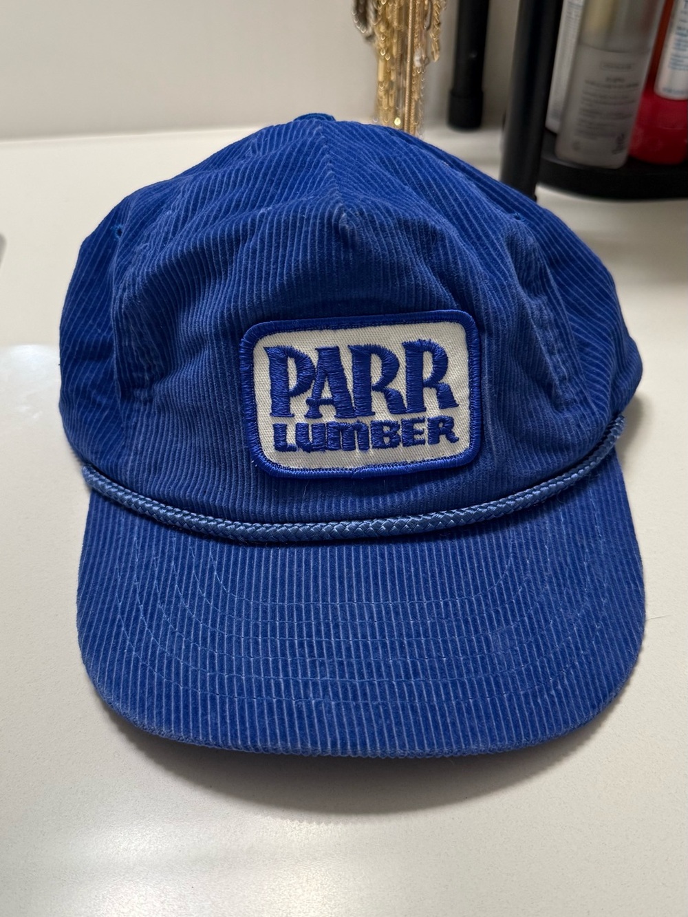 Vintage Parr Lumber Blue Corduroy Snapback Hat